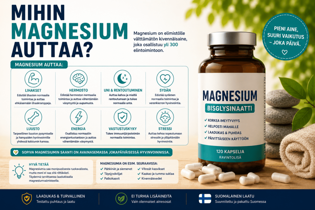 Mihin magnesium auttaa – Kattava opas magnesiumin hyödyistä