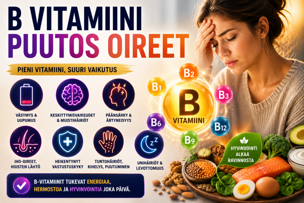 B-vitamiini puutos oireet – Tunnista puutos ajoissa