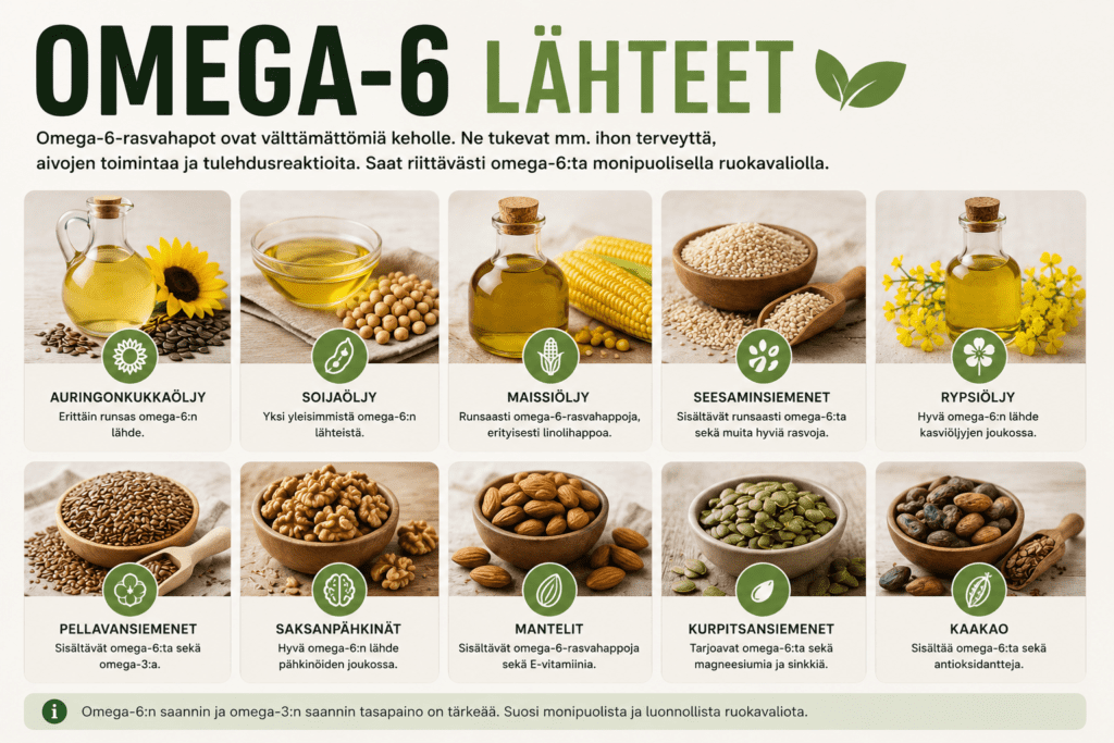Omega-6 lähteet – Parhaat ruokalähteet ja tasapaino omega-3:n kanssa