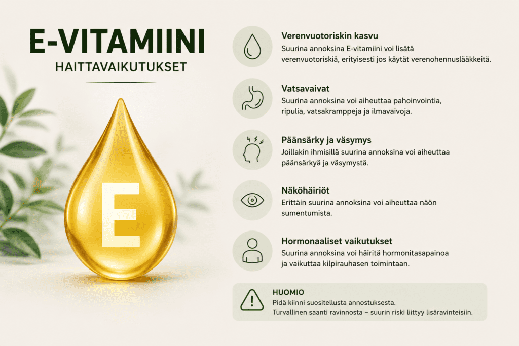 E-vitamiini haittavaikutukset – Mitä kannattaa tietää?