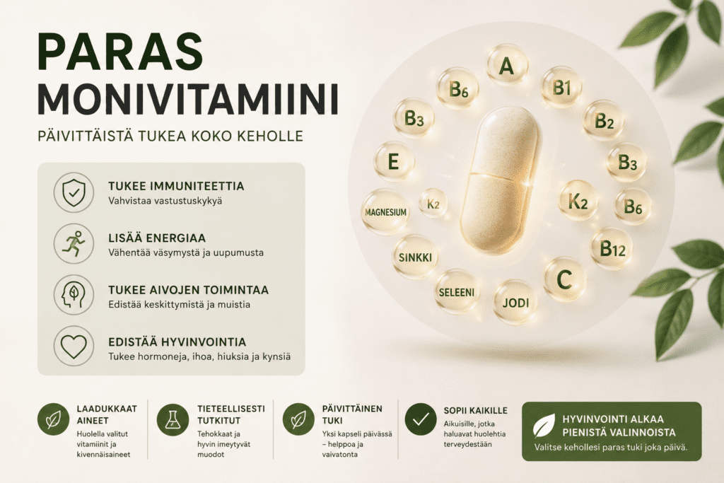Paras monivitamiini 2026 – Mihin kiinnittää huomiota?