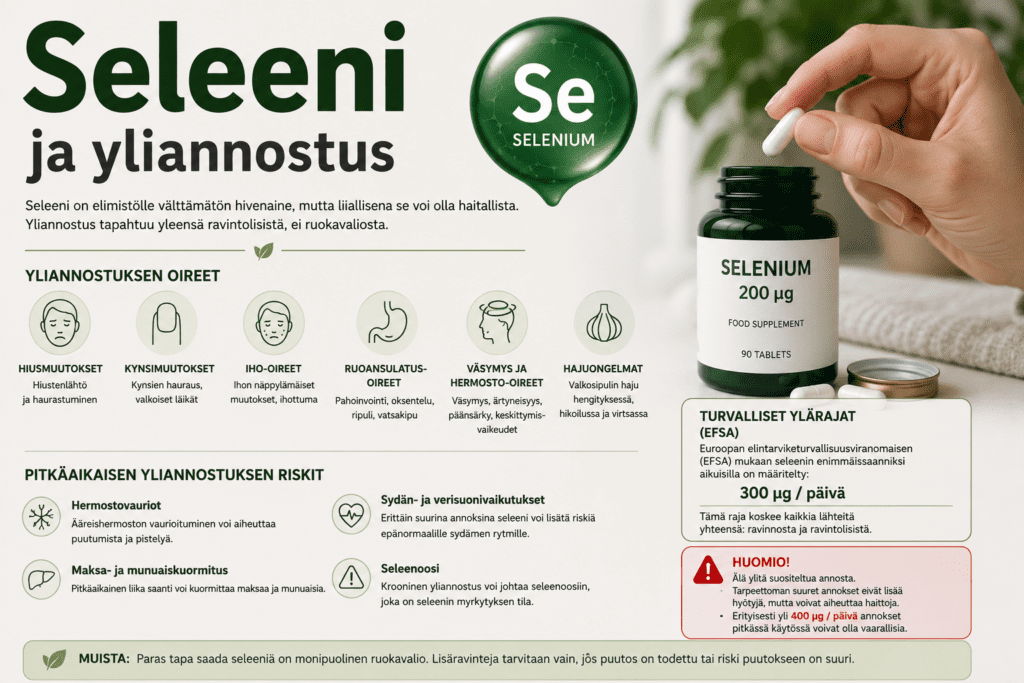 Seleeni ja yliannostus – Riskit ja turvallinen annostus