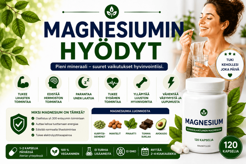 Magnesiumin hyödyt: mitä tästä tärkeästä kivennäisaineesta kannattaa tietää