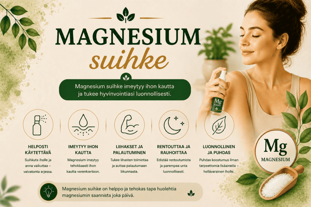 Magnesiumsuihke: miten se toimii ja mitä tutkimusnäyttö kertoo