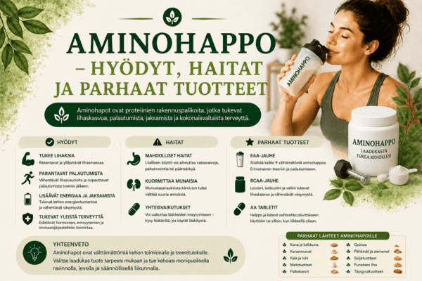 Aminohappo – hyödyt, haitat ja parhaat tuotteet